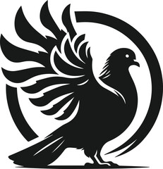 Vector pigeon bird silhouette isolated