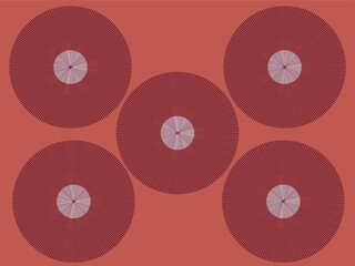 Abstract Pattern of Radiating Circles on a Burnt Orange Background