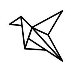 Origami Bird with Folded Wing Icon Representing Paper Craft and Avian Design