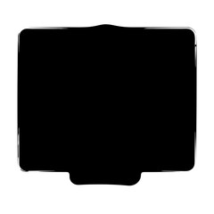 Abstract dark banner or placard with stylistic brush edges and curved corners