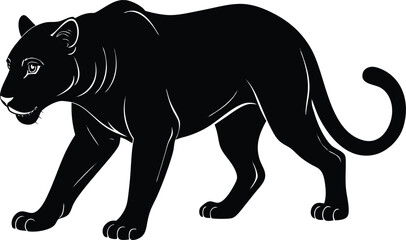 Obraz premium Panther Silhouette Walking Stealthily