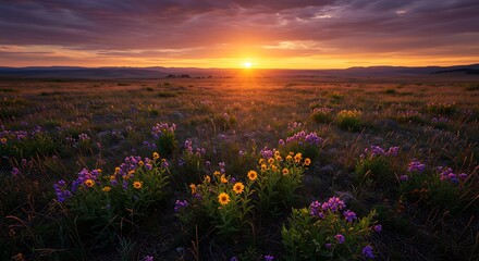 Obraz premium Prairie's Fiery Embrace