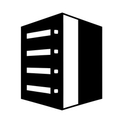 Black and White Server Rack Illustration for Data Storage Concepts