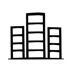 Abstract minimalist city skyline icon with multiple high rise buildings
