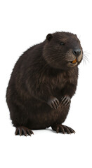 Portly beaver gazes slyly forward