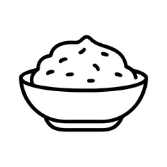 Mashed potatoes in a bowl with simple outline design  