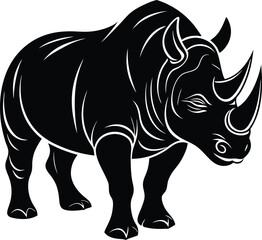 Fototapeta premium Rhinoceros Silhouette With Strong Posture
