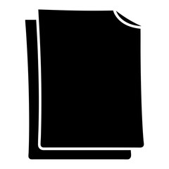 A Minimalist Black Icon Depicting Two Sheets of Paper with Curled Corner