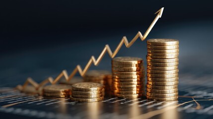 Golden coins stacked illustrating financial growth