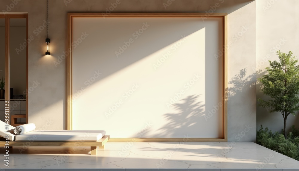 Poster Modern patio with sun lounger and minimalistic design elements  