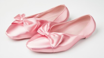 Pair of delicate pink satin ballet flats