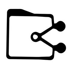 Stylized Folder Icon with Connection Sharing Symbol in Black and White