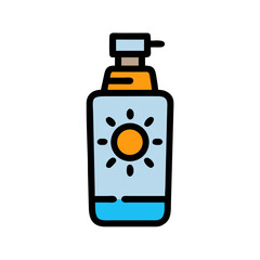 Sunscreen Bottle Icon Design Representing Skin Protection and Sun Care