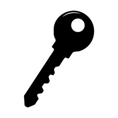 Simple Silhouette of a Classic Key, Symbolizing Access and Security Concept
