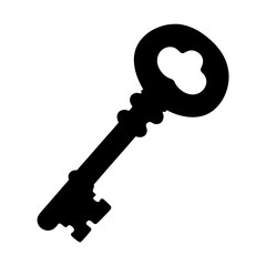 Elegant Antique Key Silhouette in Black and White High Contrast Design