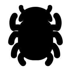 Silhouette of stylized beetle with six legs and two antennae