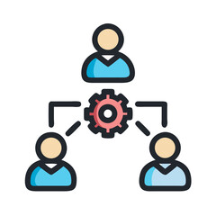 Teamwork Collaboration Diagram Icon Representing Group Work and Cooperative Planning