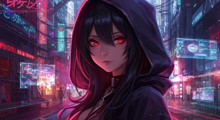 Fototapeta premium Cyberpunk Siren: Digital Painting