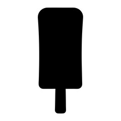 Silhouette of a black popsicle on a stick in a white background