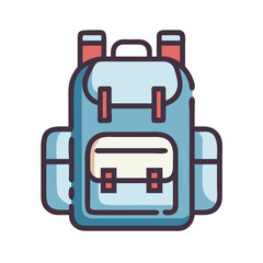 Fototapeta premium Travel Backpack with Pockets Icon Representing Adventure Gear and Outdoor Essentials