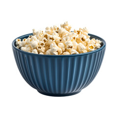 Delicious Buttery Popcorn in a Blue Bowl Isolated on Transparent Background PNG