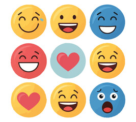 Fototapeta premium Emoticon Icon Set Emojis big vector icons set,Hands. Smile colllection. Emotions. Funny Cartoon. Hand Gestures. Social Media. Smile, Crying, Sad, Angry