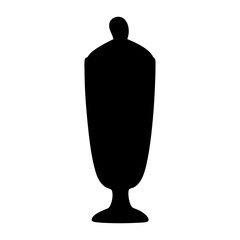 A classic covered jar rendered in sleek black silhouette on white backdrop