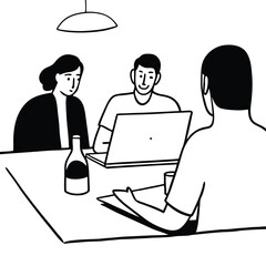 the-image-shows-a-group-of-people-sitting-around-a.eps