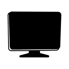 Black silhouette of a computer monitor with a retro rounded design