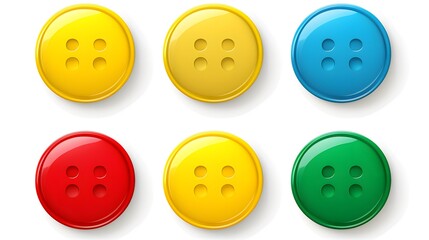 Vibrant High Resolution Yellow, Blue, Red, and Green Buttons for Websites and Apps
