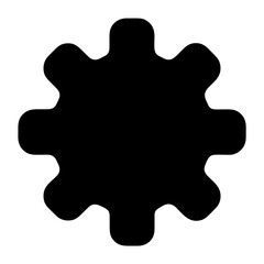 Abstract Black Flower Shape Design with Rounded Petals and White Background