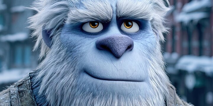yeti - white furry abominable snowman in natural habitat