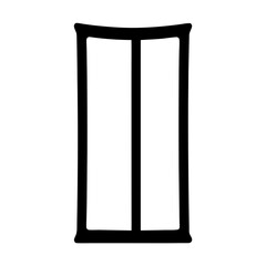 Simple black and white illustration of a stylized door or window shape