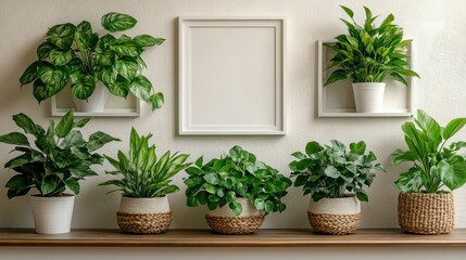 Fototapeta premium Stylish plant display on a shelf