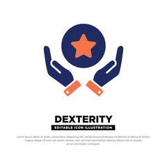 Dexterity Icon. Hands Holding Star, Representing Precision and Skill Mastery. Editable icon