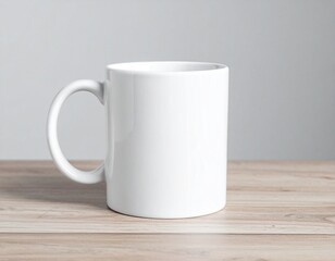 Fototapeta premium empty white cup on wooden table for mockup