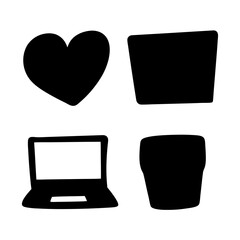 Minimalist representation of love, communication, productivity, and coffee breaks at work