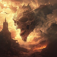 Cyberpunk skull surrounded by glowing lights and energy high resolution picture