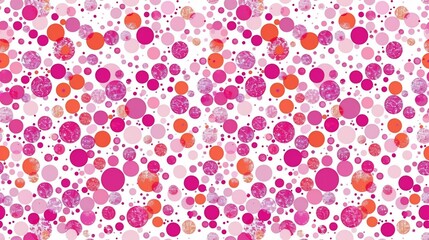 Abstract background of circles in varying shades of pink and orange on a white backdrop