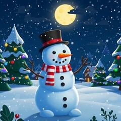 Fototapeta premium Moonlit Winter's Delight
