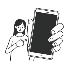 woman-holding-and-showing-smartphone-mockup-of-bla.eps