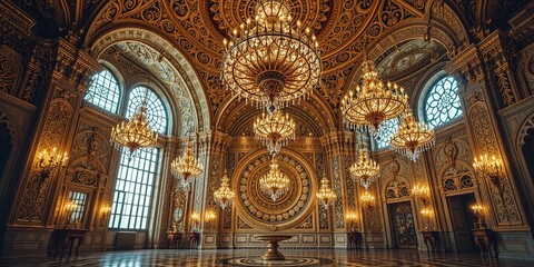 Fototapeta premium Science Fantasy Ballroom, Tessellated Elegance