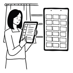 woman-holding-tablet-checking-schedule-daily-task-1.eps