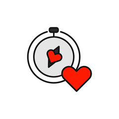Love Compass Icon, Heart-Shaped Needle Pointing to Romance.
