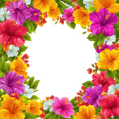Fototapeta premium Colorful Hibiscus Floral Border Design , isolated on white background png
