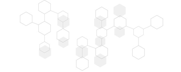 White and gray hexagon abstract technology background. Tech or medical science concept seamless bright banner design. 