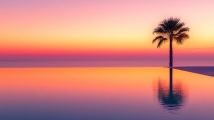 Serene Sunset Pool Scene