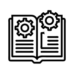 Fototapeta premium Book with Gear and Bookmark Icon Representing Educational Settings and Learning Preferences