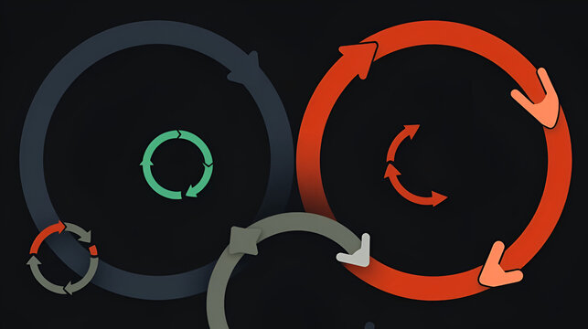 Circle arrows. Circular process, rotate infographic element. Round step loop, sync loading arrow symbol. Rotation option editable stroke vector recycle refresh signs