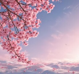 Floating pink sakura petals against a pastel sky  Gentle, dreamy aesthetic ,  pink flower petals,  soft pink